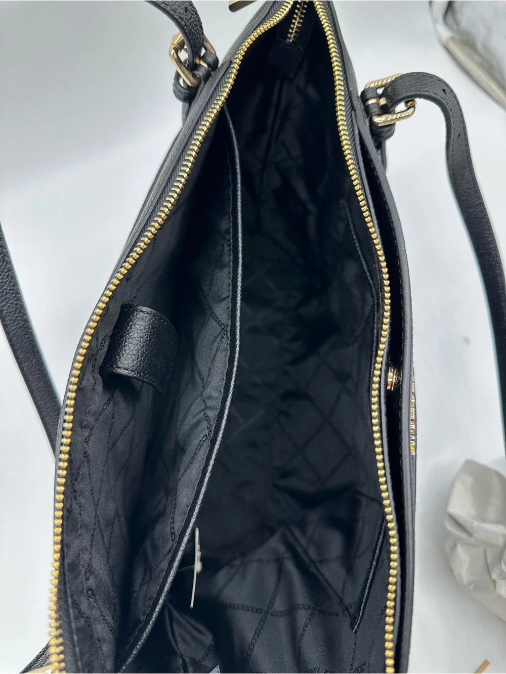 Michael Kors Black Tote with Gold Accents
